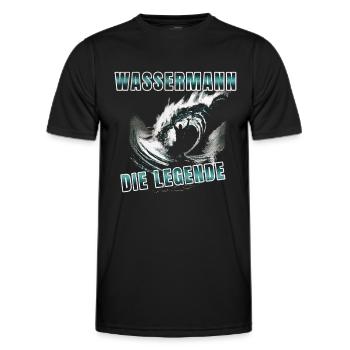 Wassermann die Legende Sternzeichen - Männer Funktions-T-Shirt - Schwarz - Vorne - AI Model Male 178 dark (178cm)
