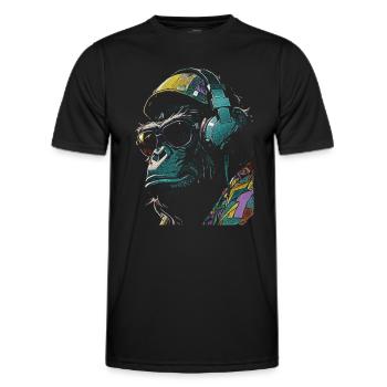Affe mit Cap Streetwear - Männer Funktions-T-Shirt - Schwarz - Vorne - AI Model Male 178 dark (178cm)