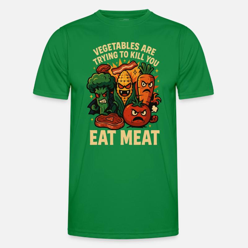 Vegetables attack – eat meat instead! Men's Functional T-Shirt