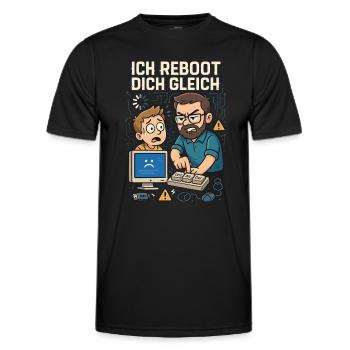 Ich reboot dich gleich - Männer Funktions-T-Shirt - Schwarz - Vorne - AI Model Male 178 dark (178cm)