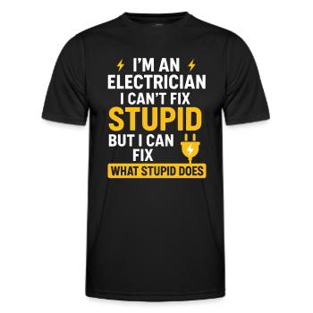 Electrician with a sense of humour and a sense of reality - Men's Functional T-Shirt - black - Front - AI Model Male 178 dark (178cm)
