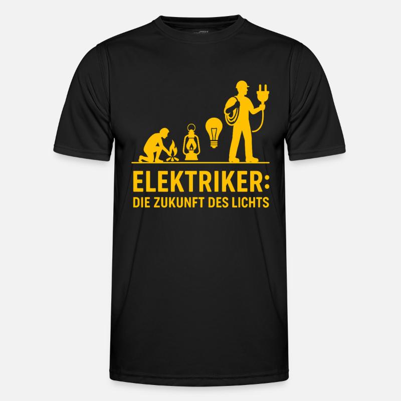 Die Evolution des Elektrikers Männer Funktions-T-Shirt