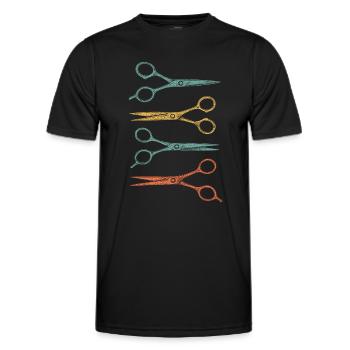 Ciseaux de coiffure colorés - T-shirt sport Homme - noir - Devant - AI Model Male 178 dark (178cm)