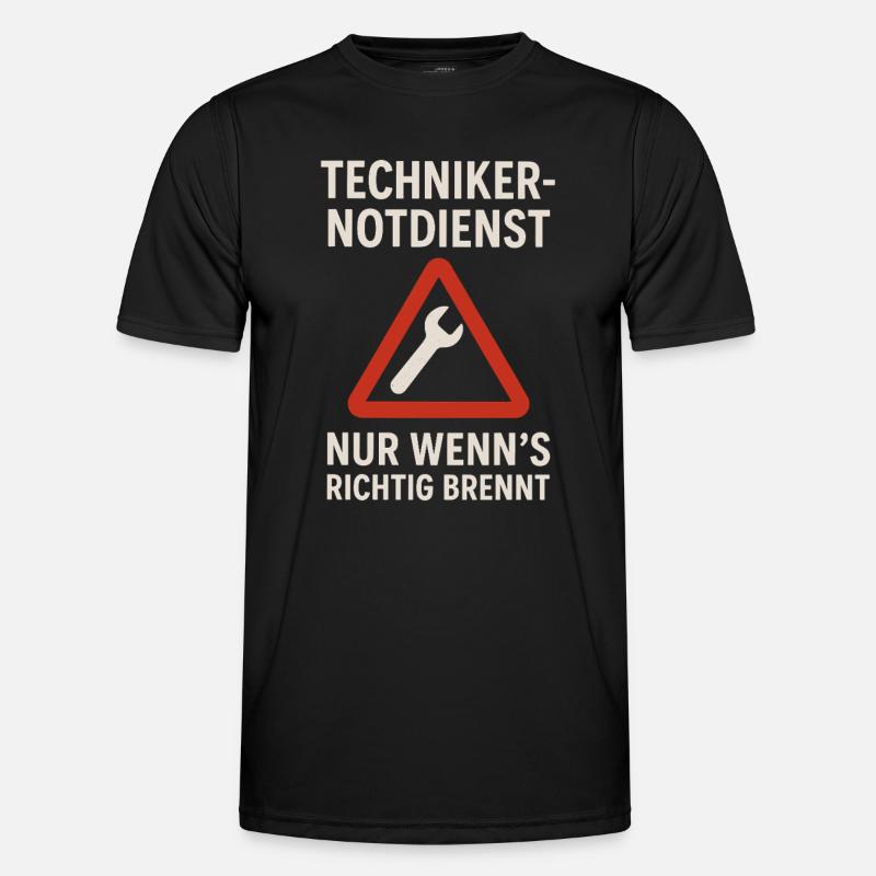 Technikernotdienst mit Warnsymbol - Männer Funktions-T-Shirt - Schwarz