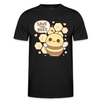Save the Bees – Süße Biene mit Botschaft - Männer Funktions-T-Shirt - Schwarz - Vorne - AI Model Male 178 dark (178cm)
