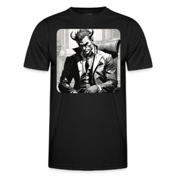 Elegant devil with suit and tie - Men's Functional T-Shirt - black - Front - AI Model Male 178 dark (178cm)