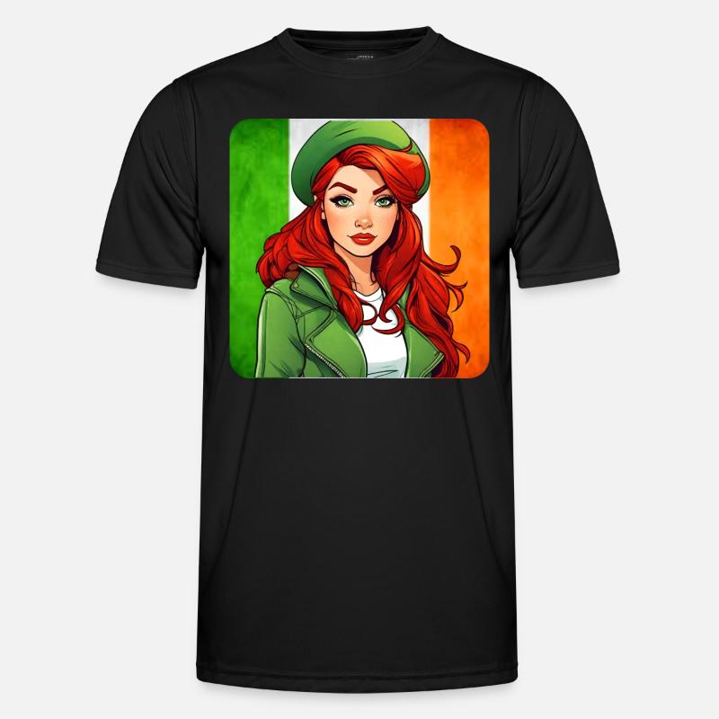 Cooles irisches rothaariges Mädchen - Männer Funktions-T-Shirt - Schwarz