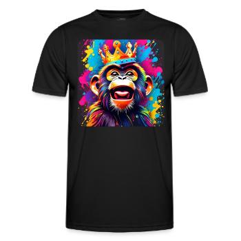 Cheeky monkey with crown in graffiti style - Men's Functional T-Shirt - black - Front - AI Model Male 178 dark (178cm)