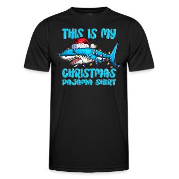 Weihnachtsgeschenk Hai Weihnachtsmütze Kostüm - Männer Funktions-T-Shirt - Schwarz - Vorne - AI Model Male 178 dark (178cm)