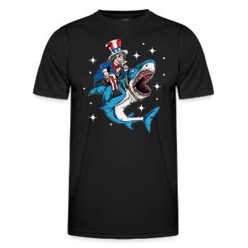 Independence Day USA American Rides Shark - Men's Functional T-Shirt - black - Front - AI Model Male 178 dark (178cm)