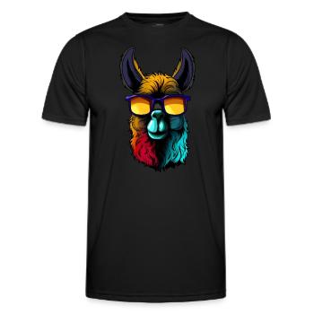 Cool lama alpaga portant des lunettes de soleil design rétro - T-shirt sport Homme - noir - Devant - AI Model Male 178 dark (178cm)