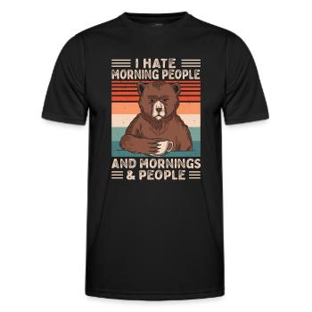 Bear Coffee Saying Morning Grouch Late Riser - Men's Functional T-Shirt - black - Front - AI Model Male 178 dark (178cm)