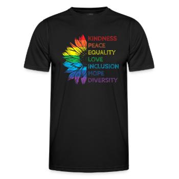 Peace Love Diversity Inclusion Equality Humanity - Männer Funktions-T-Shirt - Schwarz - Vorne - AI Model Male 178 dark (178cm)