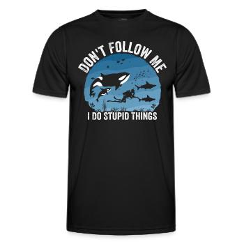 Folge mir nicht, ich mache dumme Dinge - Tauchen - Männer Funktions-T-Shirt - Schwarz - Vorne - AI Model Male 178 dark (178cm)