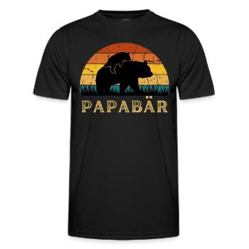 Herren Retro Vater Baby Sohn Tochter Bär Papa - Männer Funktions-T-Shirt - Schwarz - Vorne - AI Model Male 178 dark (178cm)