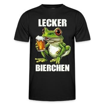 Lecker Bierchen X Frosch Meme Bier lustiges - Männer Funktions-T-Shirt - Schwarz - Vorne - AI Model Male 178 dark (178cm)