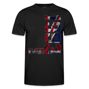 ÉDITION LIMITÉE ANGLETERRE 1983 43E ANNIVERSAIRE BRITANNIQUE - T-shirt sport Homme - noir - Devant - AI Model Male 178 dark (178cm)