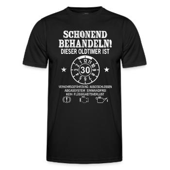Schonend Behandeln Oldtimer Ist 30 Jahre 30. - Männer Funktions-T-Shirt - Schwarz - Vorne - AI Model Male 178 dark (178cm)