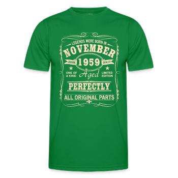 Vintage November 1959 Birthday - Men's Functional T-Shirt - kelly green - Front - AI Model Male 178 dark (178cm)