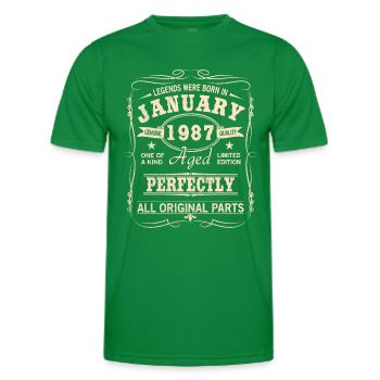 Millésime Janvier Janvier 1987 Anniversaire - T-shirt sport Homme - vert - Devant - AI Model Male 178 dark (178cm)