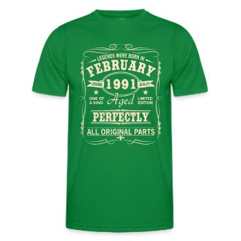 Vintage Februar 1991 Geburtstag - Männer Funktions-T-Shirt - Kelly Green - Vorne - AI Model Male 178 dark (178cm)