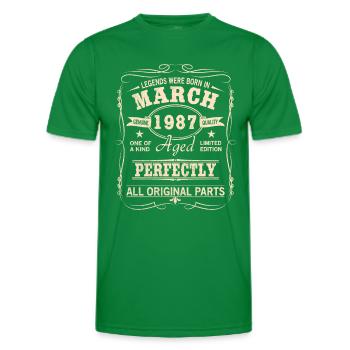 Millésime Mars 1987 Anniversaire - T-shirt sport Homme - vert - Devant - AI Model Male 178 dark (178cm)