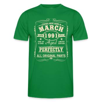Vintage März 1991 Geburtstag - Männer Funktions-T-Shirt - Kelly Green - Vorne - AI Model Male 178 dark (178cm)