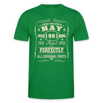 Vintage Mai 1991 Geburtstag - Männer Funktions-T-Shirt - Kelly Green - Vorne - AI Model Male 178 dark (178cm)