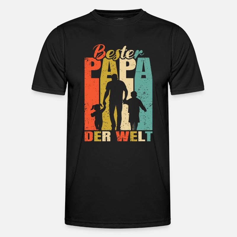 Bester Papa der Welt 2 Kinder Ehemann Papa - Männer Funktions-T-Shirt - Schwarz