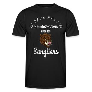 je peux pas j ai rendez vous avec les sangliers - T-shirt sport Homme - noir - Devant - AI Model Male 178 dark (178cm)