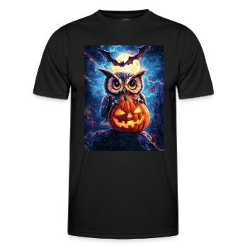 Halloween Geschenk Frauen Eule Männer Kinder Deko - Männer Funktions-T-Shirt - Schwarz - Vorne - AI Model Male 178 dark (178cm)