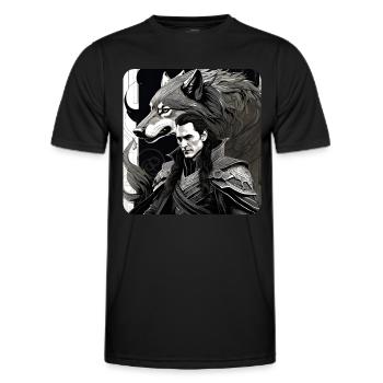 Loki avec le loup de Fenri Asgard Ragnarok - T-shirt sport Homme - noir - Devant - AI Model Male 178 dark (178cm)