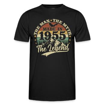Vintage 1955 né homme mythe légende - T-shirt sport Homme - noir - Devant - AI Model Male 178 dark (178cm)