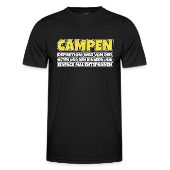 Campen Therapie Lustiger Spruch - Männer Funktions-T-Shirt - Schwarz - Vorne - AI Model Male 178 dark (178cm)