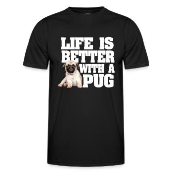 Das Leben eines Mopshundes ist mit einem Mops besser - Männer Funktions-T-Shirt - Schwarz - Vorne - AI Model Male 178 dark (178cm)