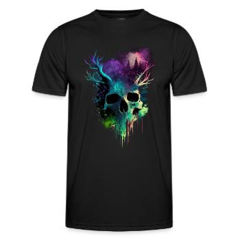 Skull With Horns Colorful - Men's Functional T-Shirt - black - Front - AI Model Male 178 dark (178cm)