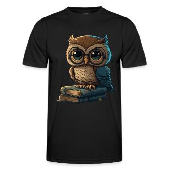 Eule und Bücher - Männer Funktions-T-Shirt - Schwarz - Vorne - AI Model Male 178 dark (178cm)