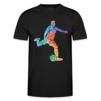 Fußballer Farbspritzer Fußball Kids Fußballspieler - Männer Funktions-T-Shirt - Schwarz - Vorne - AI Model Male 178 dark (178cm)