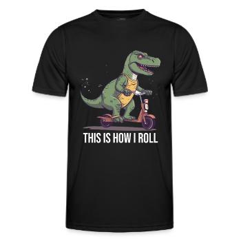 Scootering T Rex So rolle ich - Männer Funktions-T-Shirt - Schwarz - Vorne - AI Model Male 178 dark (178cm)