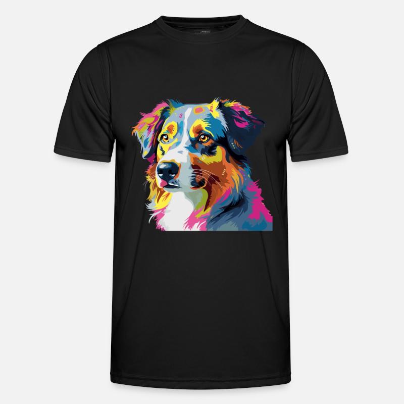 Australian Shepherd Hund Bunt Männer Funktions-T-Shirt