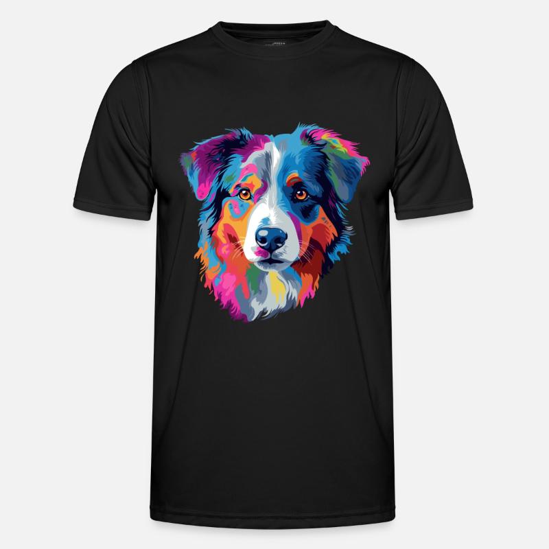 Australian Shepherd Hund Bunt Männer Funktions-T-Shirt