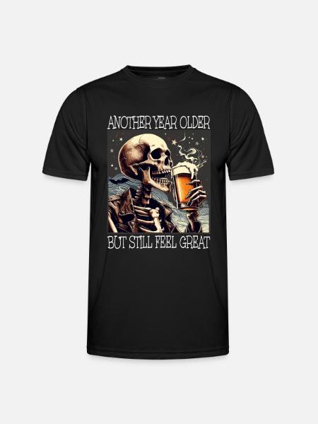 Birthday Beer Drinking Skeleton - Men's Functional T-Shirt - black