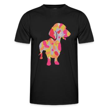 Teckel Chien Teckel Propriétaire Maîtresse Teckel - T-shirt sport Homme - noir - Devant - AI Model Male 178 dark (178cm)