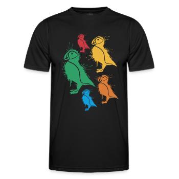 Papageitaucher Puffins Mädchen Kinder Puffin - Männer Funktions-T-Shirt - Schwarz - Vorne - AI Model Male 178 dark (178cm)