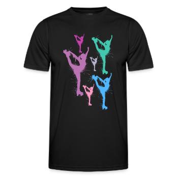 Roller Skates Kids Roller Skating Roller Skate Girls - Men's Functional T-Shirt - black - Front - AI Model Male 178 dark (178cm)