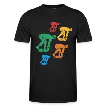 Schwimmen Schwimmer Mädchen Jungen Schwimm Kinder - Männer Funktions-T-Shirt - Schwarz - Vorne - AI Model Male 178 dark (178cm)