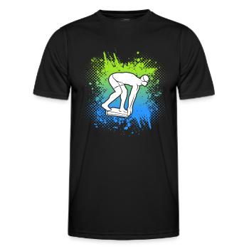 Schwimmen Schwimmer Kinder Herren Schwimm Jungen - Männer Funktions-T-Shirt - Schwarz - Vorne - AI Model Male 178 dark (178cm)