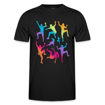 Climbing, Mountains, Climber, Kids, Girls, Bouldering - Men's Functional T-Shirt - black - Front - AI Model Male 178 dark (178cm)
