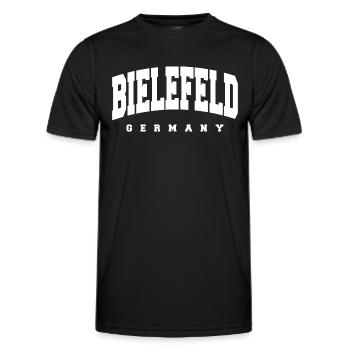 Bielefeld - Männer Funktions-T-Shirt - Schwarz - Vorne - AI Model Male 178 dark (178cm)