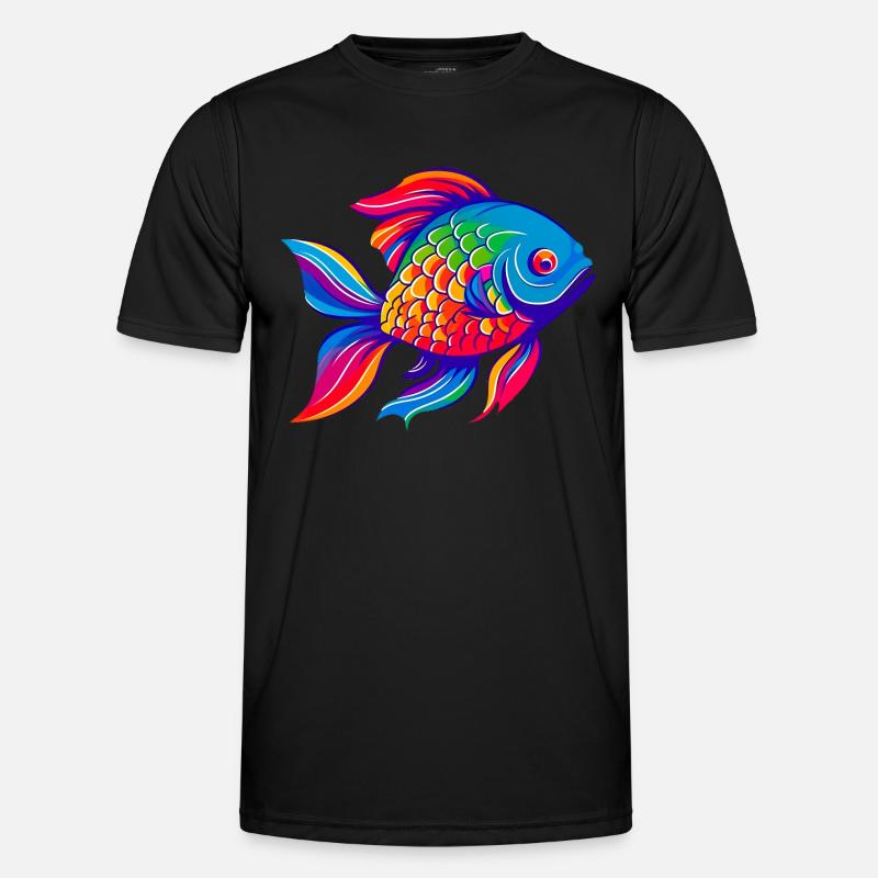 Regenbogen Goldfisch - Männer Funktions-T-Shirt - Schwarz